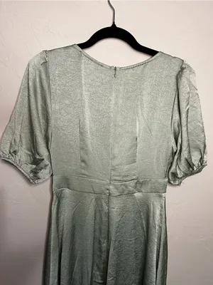 Petal & Pup Piper Sage Green Shiny Tie Front Button Front Midi Dress thumbnail 12