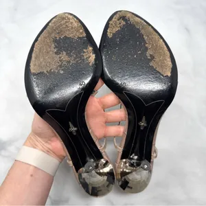 Cesare Paciotti Vintage Y2K Dagger Bow Croc Open Toe Stiletto Sandal Heels 40 thumbnail 13