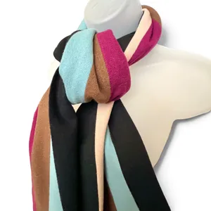 Vintage Pure New Wool Colorful Striped Reversible Muffler Scarf Made in England thumbnail 6