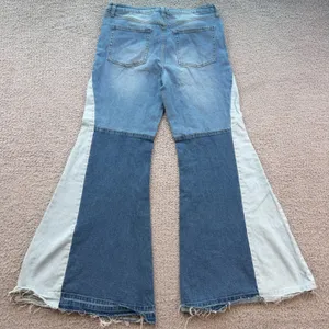 SO Goods for Life Women Patchwork Flare Jeans Blue Multi Colorblock Size 15 32W thumbnail 2