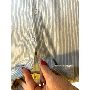 Blue and White Striped Palms Away Shirt Dress - Size M thumbnail 14