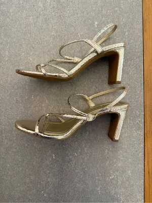 Open Edit Pia Slingback Sandal Gold Metallic Snake Print Block Heel Size 5.5 thumbnail 5
