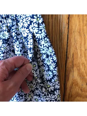 J.Crew NWOT Women's Linen Navy Blue White Yellow Floral Elastic Waist Skirt 12 thumbnail 8