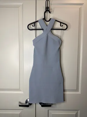 Aritzia Babaton Sculpt Knit Ribbed Criss Cross Halter Mini Dress XS thumbnail 2