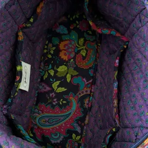 Stephanie Dawn Shoulder Bag Zippered Tote Plum Floral Purse Preppy Boho 14x8x4” thumbnail 7