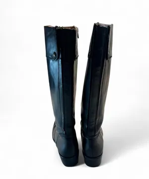 Corso Como Women's Classics Black Leather Riding Boots Side Zipper  thumbnail 2