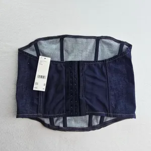 BDG Urban Outfitters NWT Denim Corset Tube Top Indigo‎ Blue Strapless Hook Eye L thumbnail 4