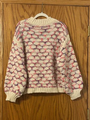 BTB Los Angeles Lola Honeycomb Cozy Cream Multicolor Knit Sweater - NWT - Size L thumbnail 4