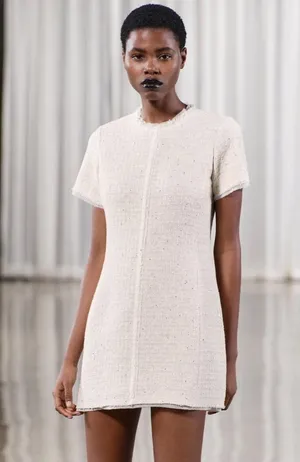 NWT❗️ZARA Elegant White Tweed Short Cutted Dress ZW Collection Mini Ivory Size M thumbnail 15