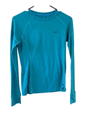 REI Womens Small Teal Blue Long Sleeve Base Layer Top Hiking‎ Athletic Shirt USA thumbnail 1