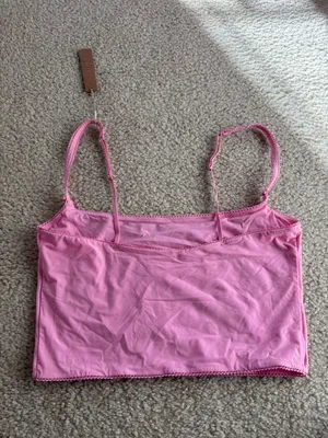 SKIMS Pink Cropped Camisole Tank thumbnail 4