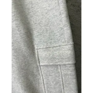 Athleta Easy Fleece Cargo Pants XL Gray Mid Rise Drawstring Lounge‎ Athleisure thumbnail 3