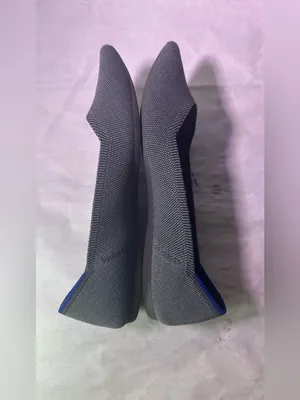 Rothy's Gray Pointed Toe Knit Ballet Flats with Blue Lining thumbnail 7