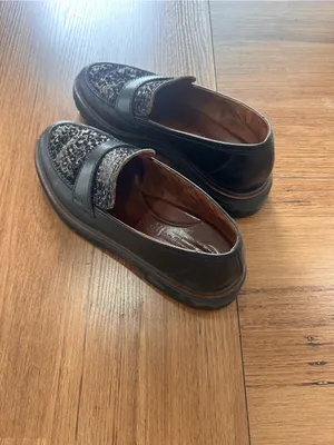 Paul Green Natasha Flat Loafers Leather Platform Leopard Black - Sz 8 thumbnail 5