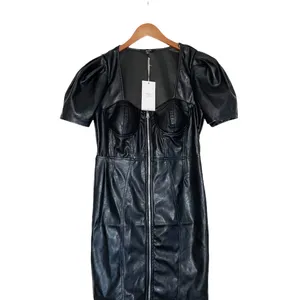 NWT Blashe Faux Vegan Leather Zipper Front Bustier Mini Dress Black thumbnail 5