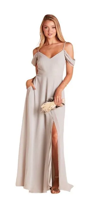 NWT Birdy Grey Devin Chiffon Convertible Maxi Dress Dove‎ Gray Women’s Size Med thumbnail 1