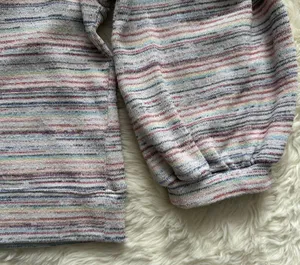 Madewell Sweater Bubble-Sleeve Crop Top in Rainbow Stripe XL thumbnail 12