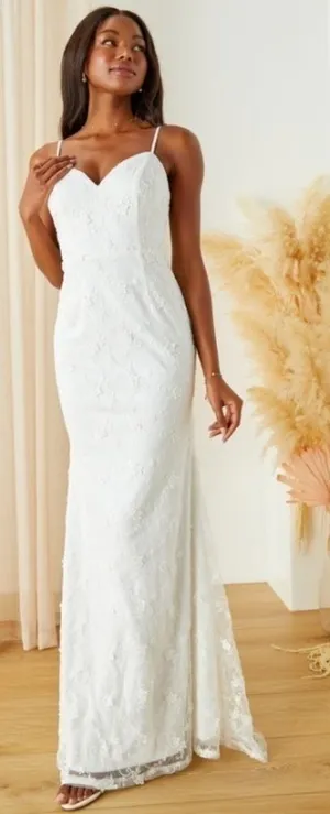 LULUS Bridal Wedding Elegant Sophisticated Floral Sophisticated Mermaid Gown thumbnail 1