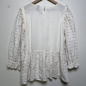 Universal Thread‎ Women 100% Cotton Peplum Top XXL White Embroidered Cottage thumbnail 11