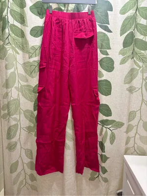 Lumiere Fuchsia Wide-Leg Cargo Pants thumbnail 3