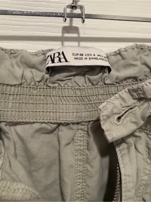 Zara Paperbag Jogger Pants Women’s US 6 Sage Green High Rise thumbnail 4