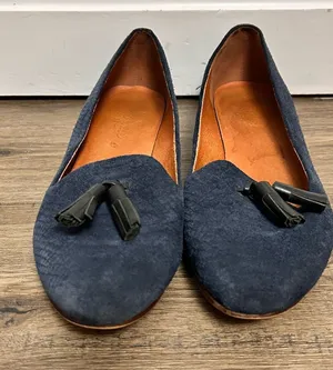 Madewell| Navy Suede Tassel Loafers Classic Slip-On sz 7 thumbnail 1