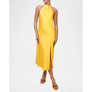 New! Hutch Mari Halter Midi Dress Yellow Daffodil Satin Sz Small‎ thumbnail 5