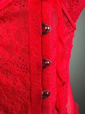 Victoria's Secret Red Lace Mesh Bustier Teddy 36C Y2K Ruffle thumbnail 11