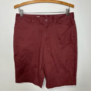 Eddie Bauer legendwash stretch‎ maroon shorts women's size 8 tall casual Bermuda thumbnail 2