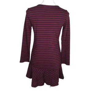 Anthropologie KINLY Directional Stripe Mini Dress M Drop Waist Flounce Hem Long‎ Sleeve Shift thumbnail 3