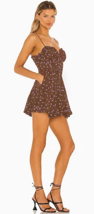 Free People Spotty Dotty Romper in Brown and Purple thumbnail 1