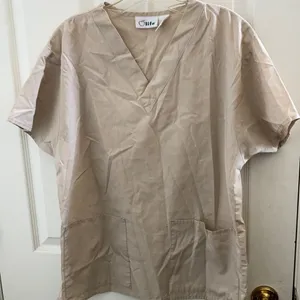 FINAL MARKDOWN Ladies life scrub top small Tan thumbnail 1