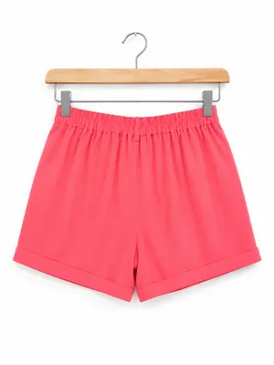 High-Rise Neon Pink Tailored Bermuda Shorts thumbnail 3