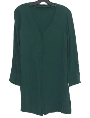 Madewell Shirt Dress Button Up Tunic Flowy Boho Cottagecore Minimalist Green‎ S thumbnail 1