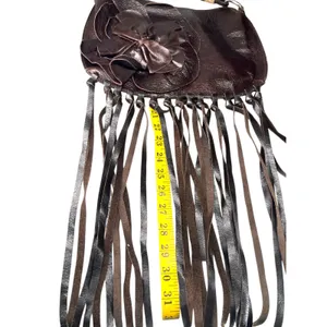 Brown leather bag fringe appliqué Whimsigoth Boho Chic Western Cowgirl Purse thumbnail 8