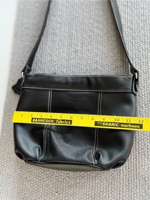 Vintage Black Leather Contrast Stitching Shoulder Bag Purse thumbnail 5