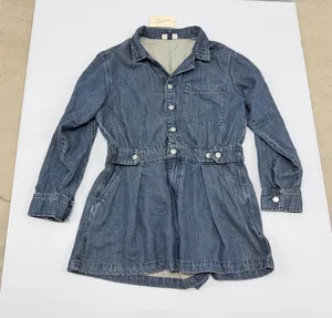 Universal Thread Womens Denim Long Sleeve Romper Dark Wash Blue Size 12 NWT thumbnail 1