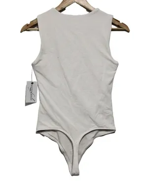 Womens Abercrombie & Fitch White Elastic Crewneck Sleeveless Bodysuit Size Small thumbnail 2