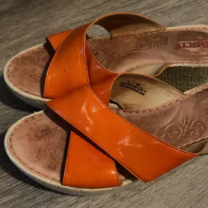 Born Leather Wedge Sandals Size 8 Medium Orange thumbnail 13