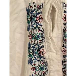 Nanette Lepore Embroidered White Long Sleeve Crop Top Boho Festival Size 8 thumbnail 2