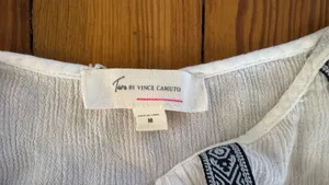 Vince Camuto White Blouse with Navy Blue Accents thumbnail 2