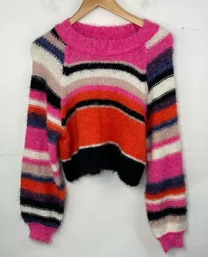 Free People Snowbird Sweater Multicolored Stripes size XS thumbnail 1