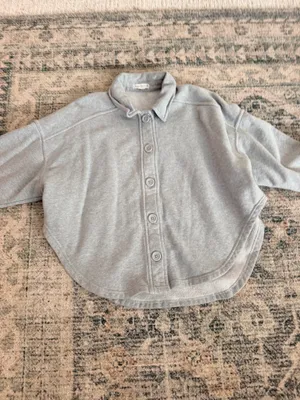 Good American heather gray cropped long sleeve shacket M thumbnail 9