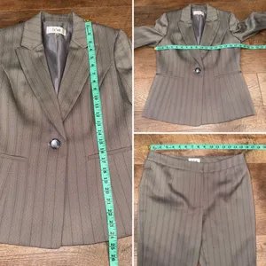 Le Suit New With Tags Women’s Latte Tan Pinstripe Blazer and Pants Suit Set thumbnail 13