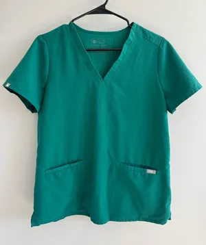 Figs Women's Teal green‎ Short Sleeve V-Neck scrub top Small style# FW1100 thumbnail 1