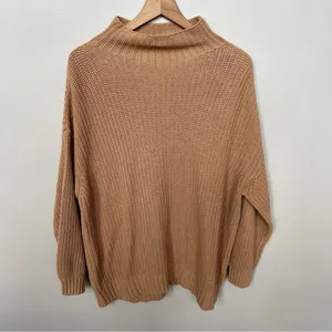 American Eagle Outfitters Camel Tan Mock Neck Slouchy Knit Oversized Sweater XS thumbnail 2