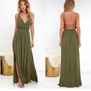 Lulus Green Strappy Halter Maxi Dress Womens XS Summer Beachy Casual Long thumbnail 3