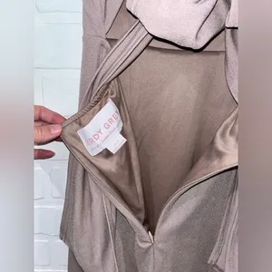 Birdy Grey Benny Dress in Crepe Taupe Bow Back Gown thumbnail 12