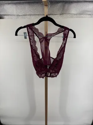 Victoria’s Secret Lace Racerback Bralette Womens Large Burgundy thumbnail 5
