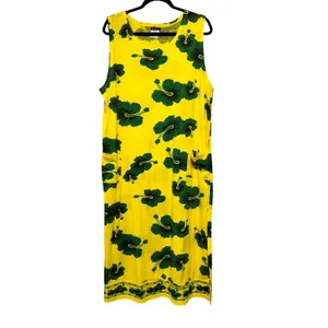 I.G. Sport XX Large Yellow Green Hibiscus‎ Floral Sleeveless Maxi Dress thumbnail 2